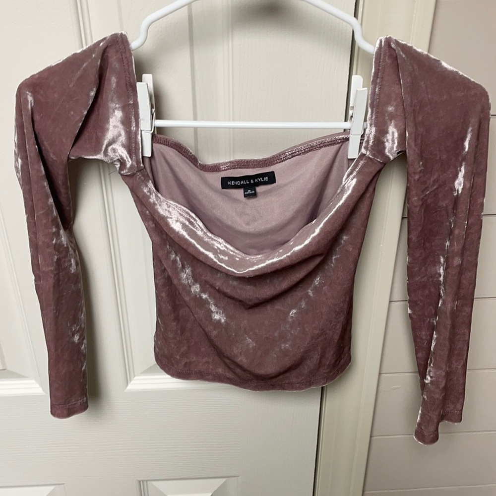 S - Light Mauve Pink - Shirt - Crop - Top - Velvet - Kendall & Kylie - Pac Sun